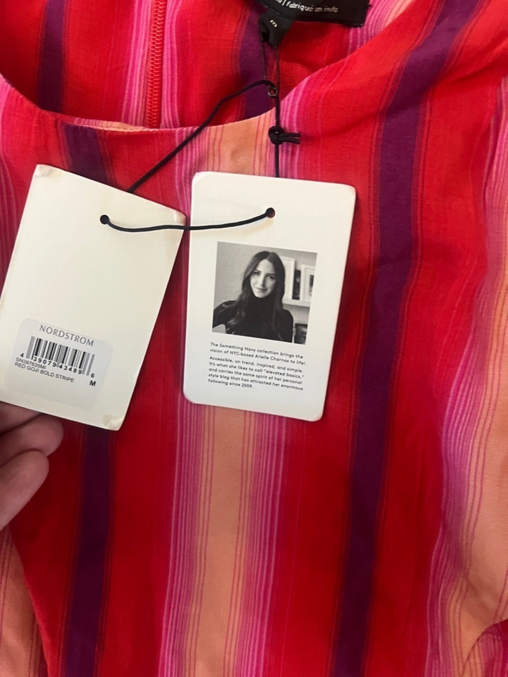 Something Navy Red and Pink Striped Long Sleeve Dress - Picture 7 of 7
